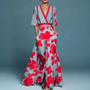 CLARISSA™ | Belted Floral Maxi Dress