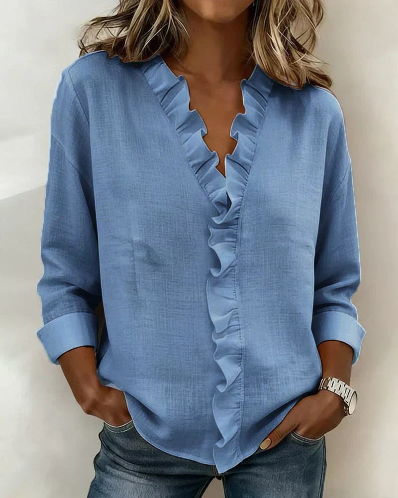 ALEXANDRA™ | Ruffle V-Neck Blouse